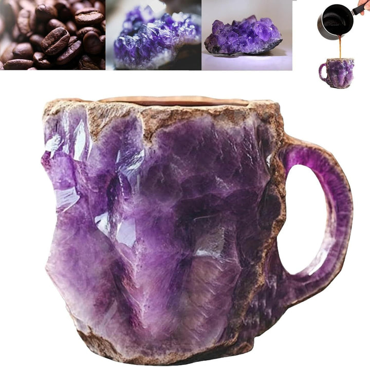 Unique agate crystal coffee mug, handcrafted with natural beauty. A spiritual gift & stylish kitchenware piece.