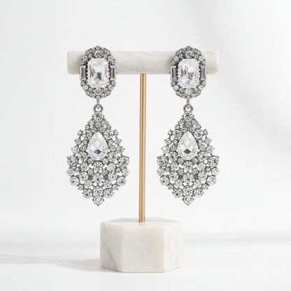 Elegant women's sparkling rhinestone drop earrings, an ideal jewelry gift for her, adding evening glamour.