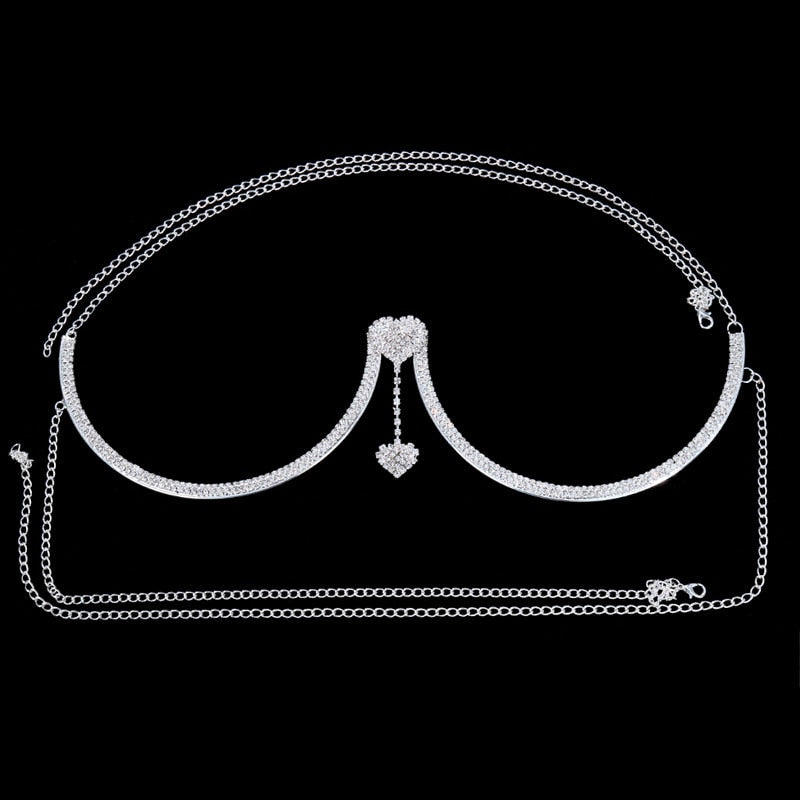 Fashionable adjustable rhinestone necklace, a beautiful chest pendant jewelry piece for women. Adds sparkle.