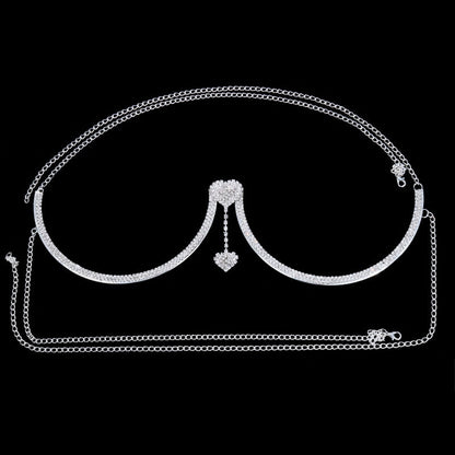 Fashionable adjustable rhinestone necklace, a beautiful chest pendant jewelry piece for women. Adds sparkle.