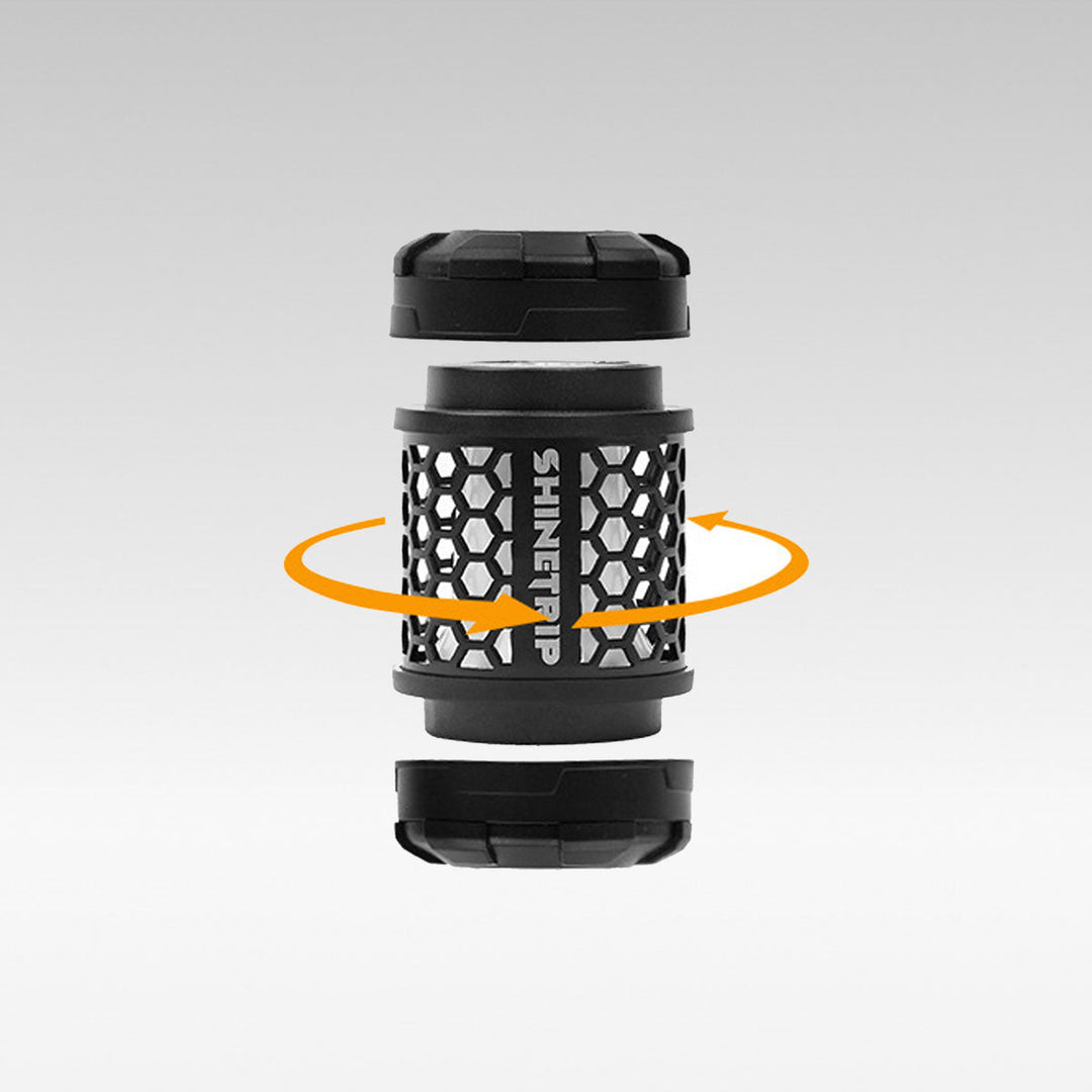 Spin-Glow Modular Camp Light, portable dimmable LED lantern for stress relief & outdoor adventures