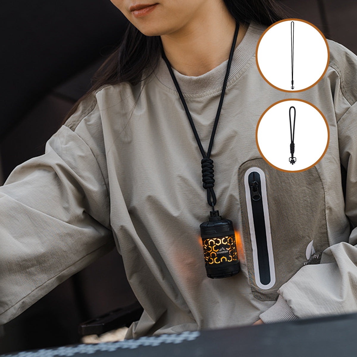 Portable Spin-Glow outdoor lantern, providing customizable dimmable light for any camp setup