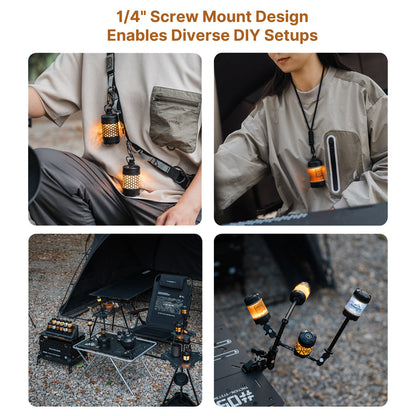 Spin-Glow Modular Camp Light, a rechargeable gadget delivering soft, dimmable outdoor illumination