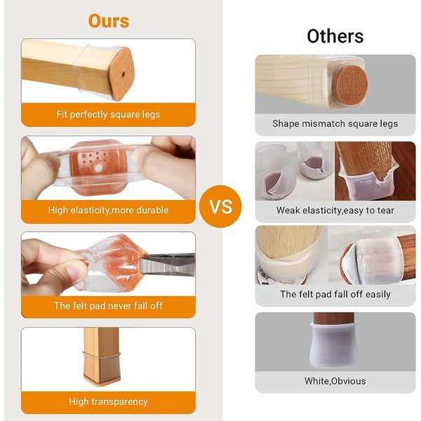 24 square furniture pads & chair leg covers. Anti-scratch, noise reduction & hardwood floor protection.