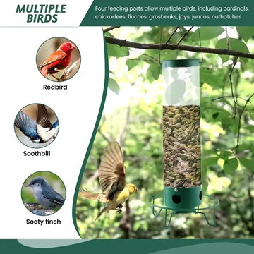 Modern design squirrel proof bird feeder, ideal for any backyard or outdoor wildlife viewing.