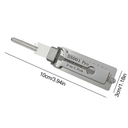 Professional grade stainless steel key decoder and lock picking tool. Essential security & locksmith picking set.