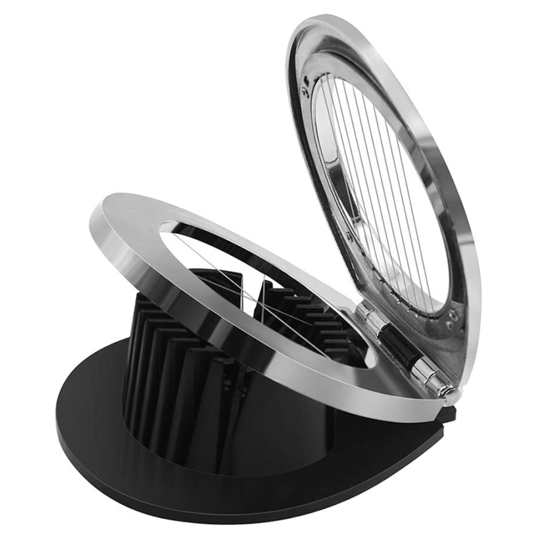 Premium stainless steel egg slicer, ideal for versatile food preparation. Easy to use cooking aid.