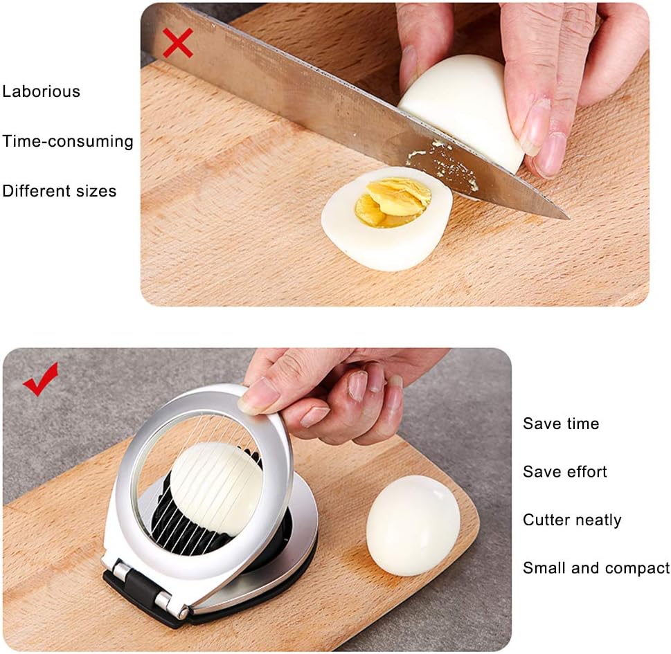Get creative with this stainless steel egg slicer! Features 3 versatile cuts for eggs, fruits, veggies.