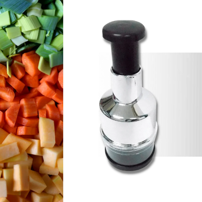Manual stainless steel garlic mincer, durable & easy to clean, ideal for vegetable prep.