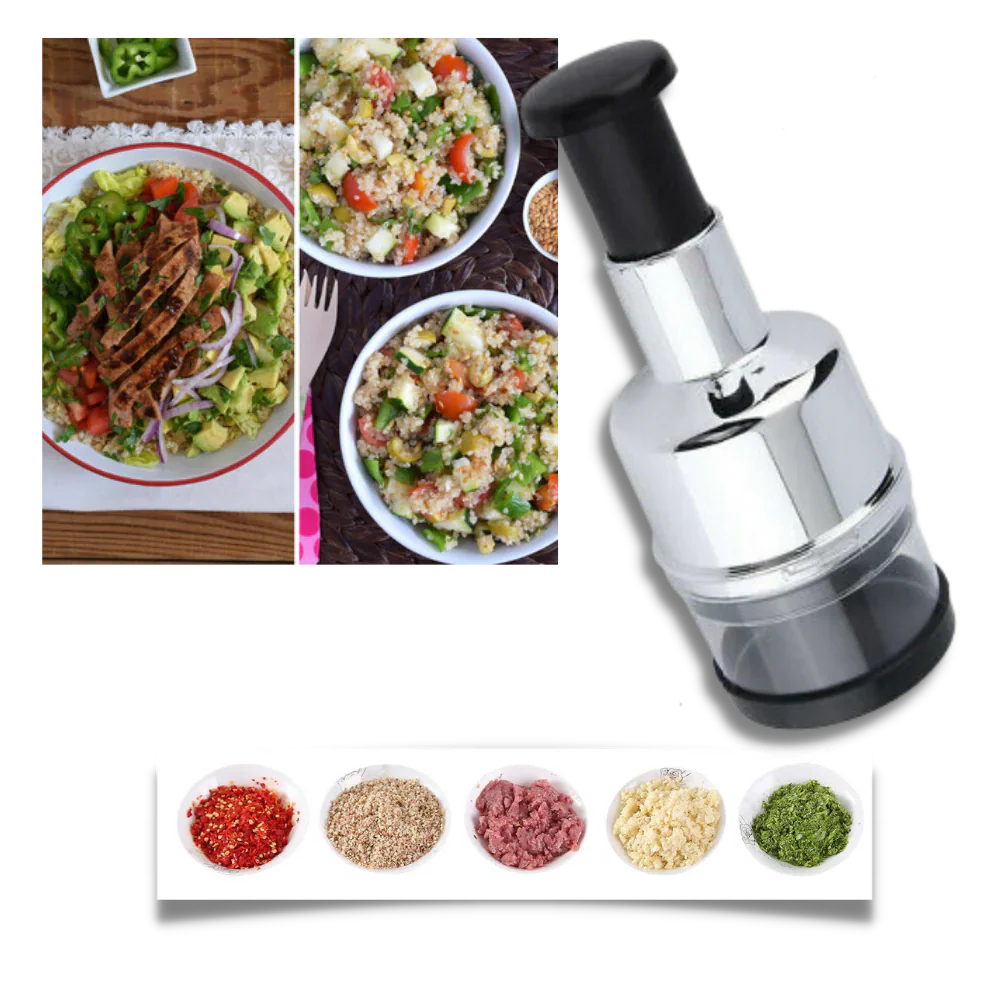 Time-saving stainless steel garlic chopper & vegetable mincer, essential cooking aid.