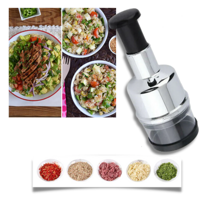 Time-saving stainless steel garlic chopper & vegetable mincer, essential cooking aid.