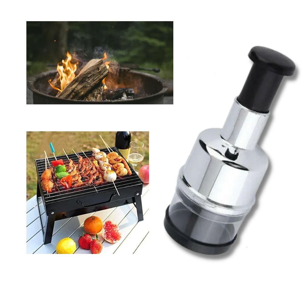 Compact stainless steel garlic & vegetable mincer, perfect for everyday cooking aid.
