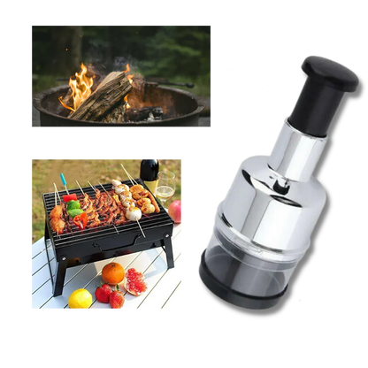 Compact stainless steel garlic & vegetable mincer, perfect for everyday cooking aid.