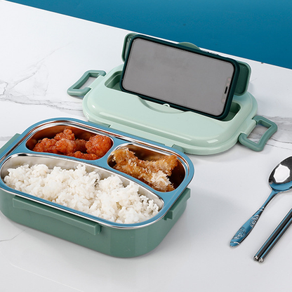 High-quality stainless steel bento box, keeps food warm for hours.