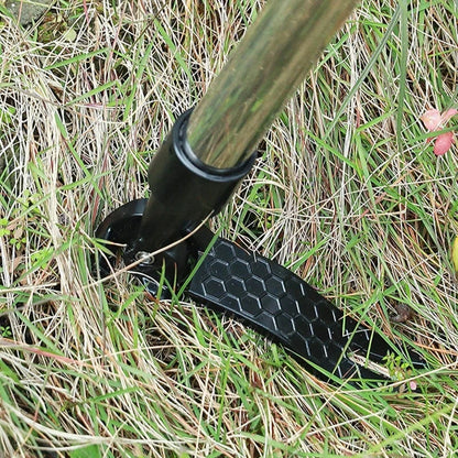 Detachable stainless steel weed puller with adjustable long handle for efficient garden weed removal & yard work.