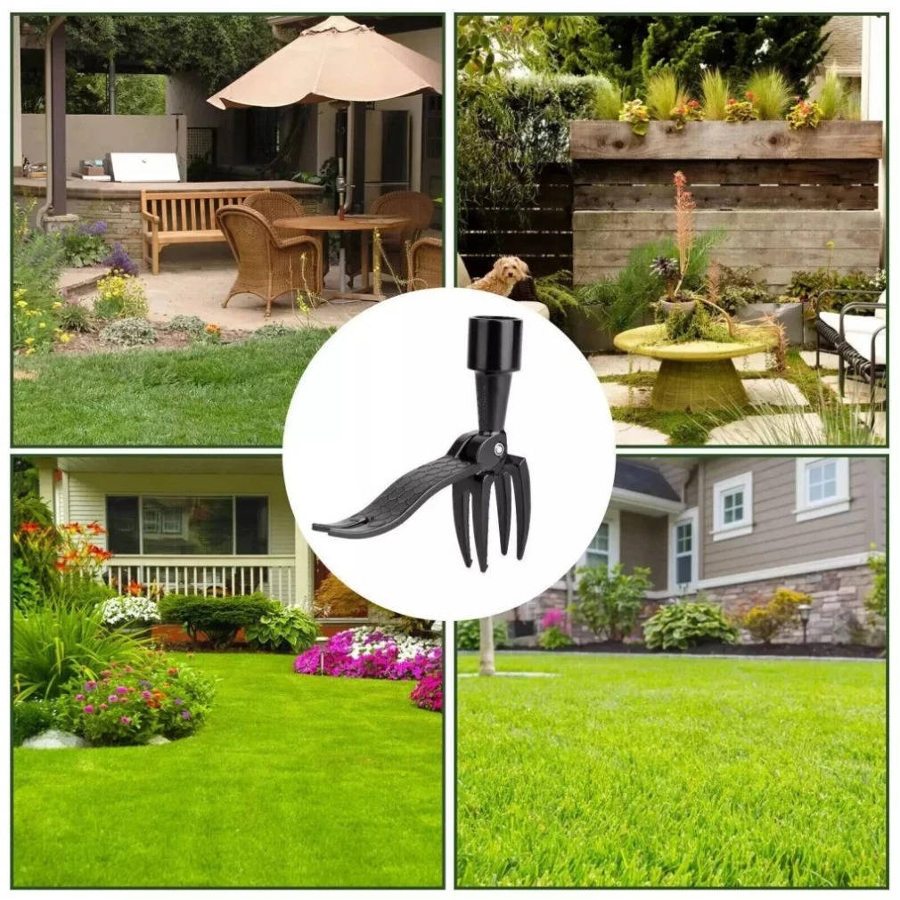 Lightweight aluminum stand up weed puller for comfortable, back-saving gardening and yard care.
