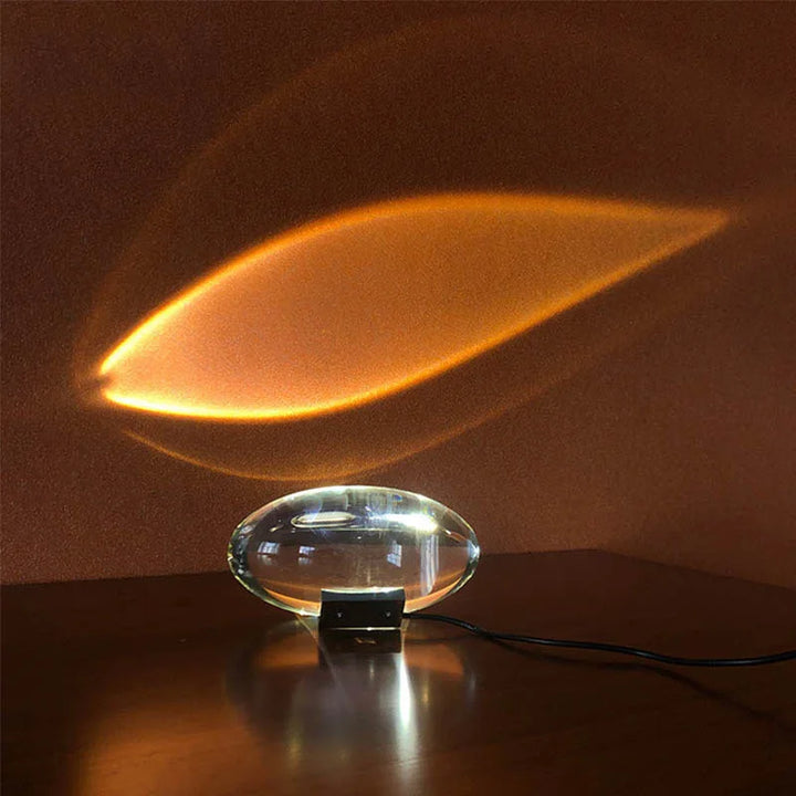 StarGlow Crystal Eye Night Lamp projecting a dazzling galaxy display, perfect for a relaxing bedroom ambiance.