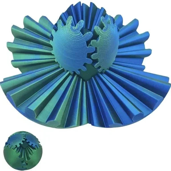 Ornate Steampunk Gear Fidget Ball. Satisfying rotating gears provide sensory input, focus aid & anxiety relief.