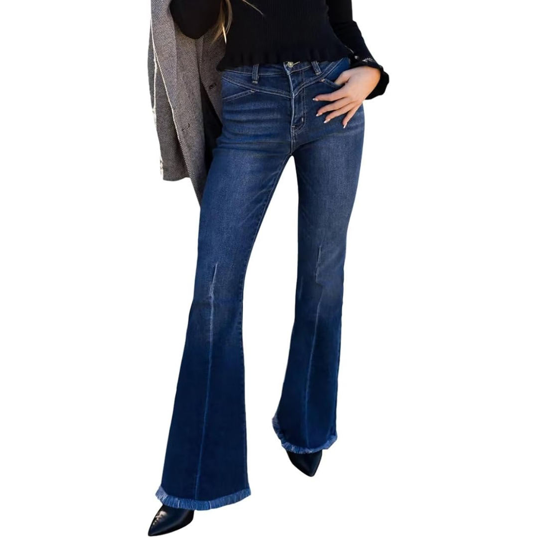 Stylish bottoms: Stella high-waisted flared jeans for women. Retro bell bottom fashion, comfortable everyday wear.