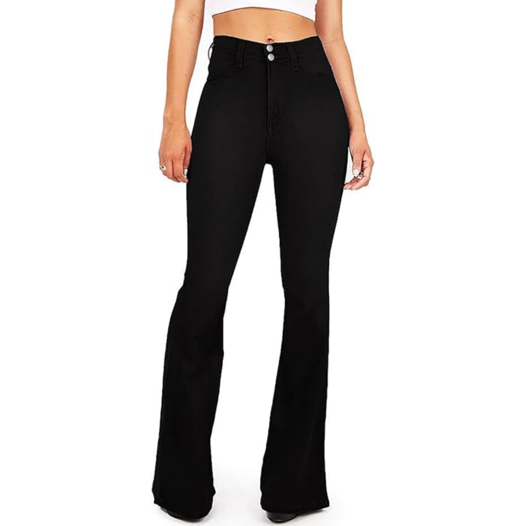 Women's Stella jeans: high-waisted flared, retro bell bottom design. Comfortable & stylish for casual wear.