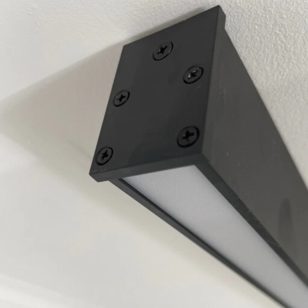 Stratum industrial LED linear ceiling light, modern and bright home lighting, suitable for any room.