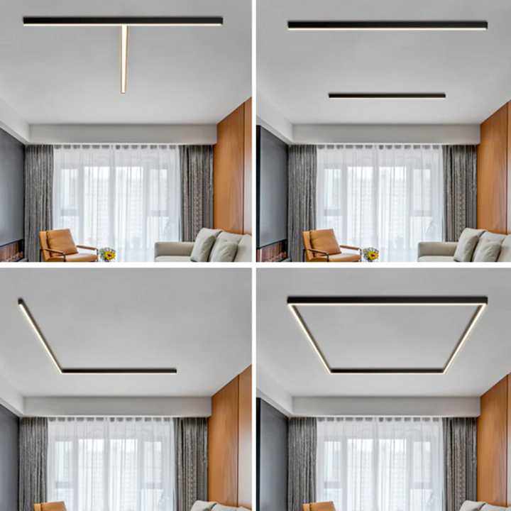 Industrial linear LED ceiling light, perfect for modern kitchen lighting, living room, or dining.