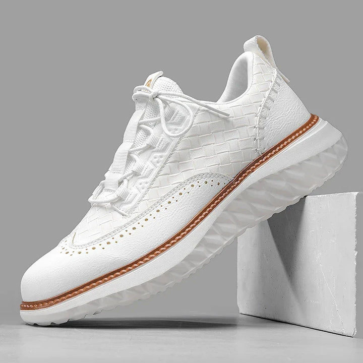 White men's supportive walking shoes, offering breathable comfort for daily athletic casual wear.