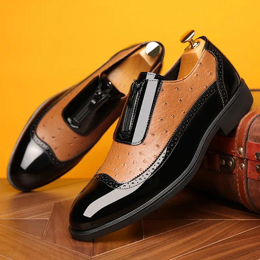 Stylish men's black slip-on dress loafers for formal events & smart casual outfits.