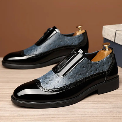 Sleek black men's loafers with easy slip-on style, essential formal footwear for men.