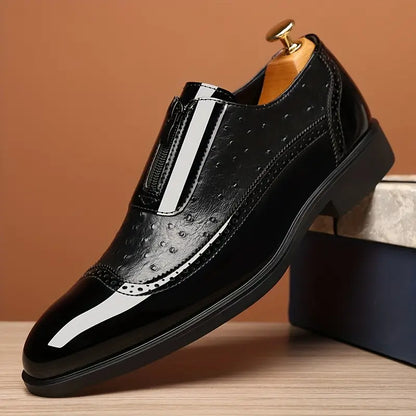 Close-up of a stylish men's slip-on dress loafer, showcasing quality and men's fashion.