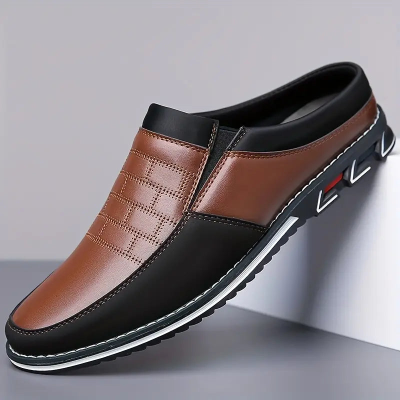 Fashionable men's slip-on mules, suitable as versatile casual and dress shoes for everyday comfort.