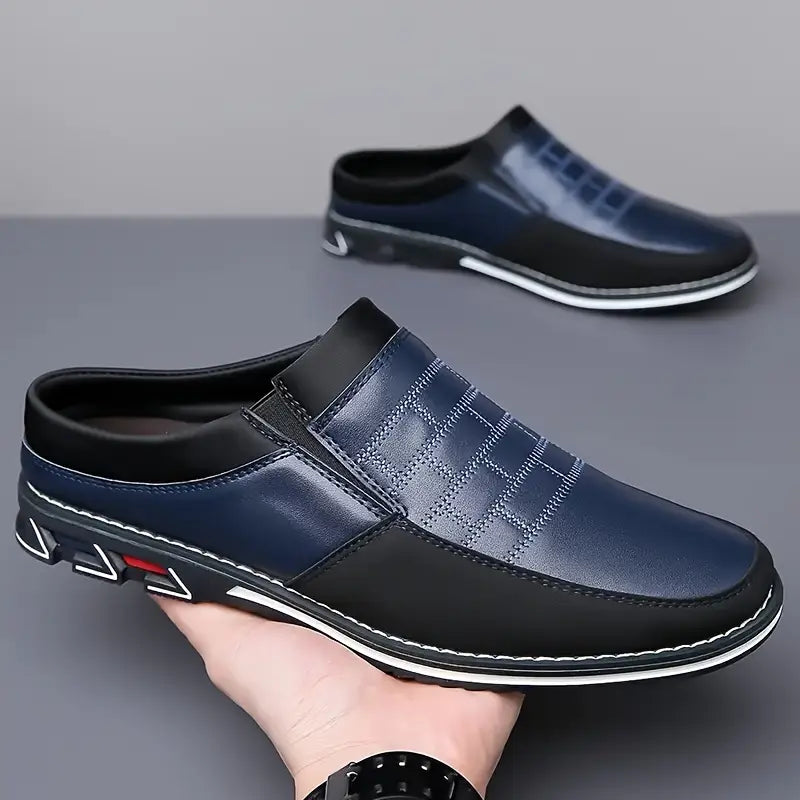Modern men's slip-on mules, practical and stylish comfort shoes for versatile everyday wear.