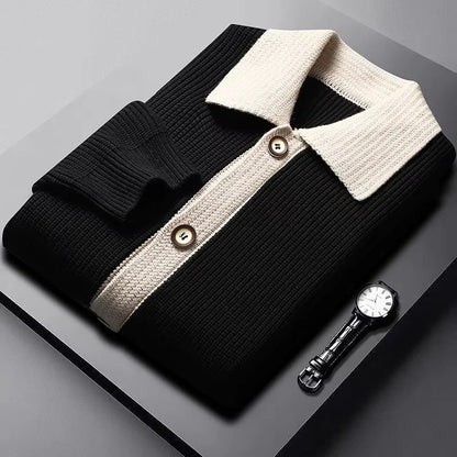 Versatile men's cardigan with deep pockets, ideal for smart casual or everyday winter wear.
