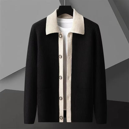 Comfortable men's cardigan, stylish and versatile for both casual outings and cozy home wear.