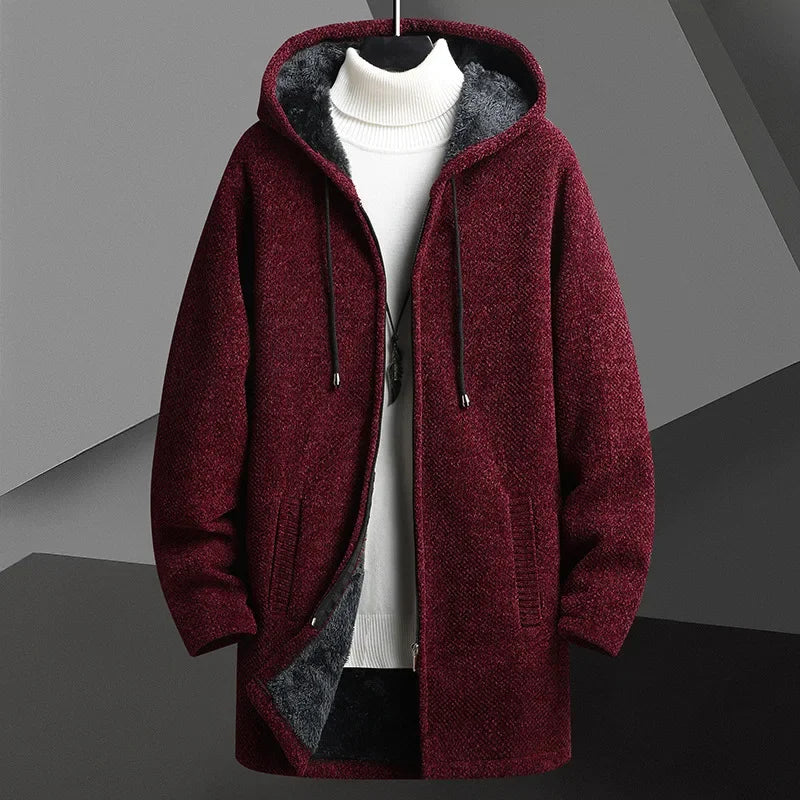 Stylish men's hooded jacket, a versatile warm overcoat for casual fall & winter wear.