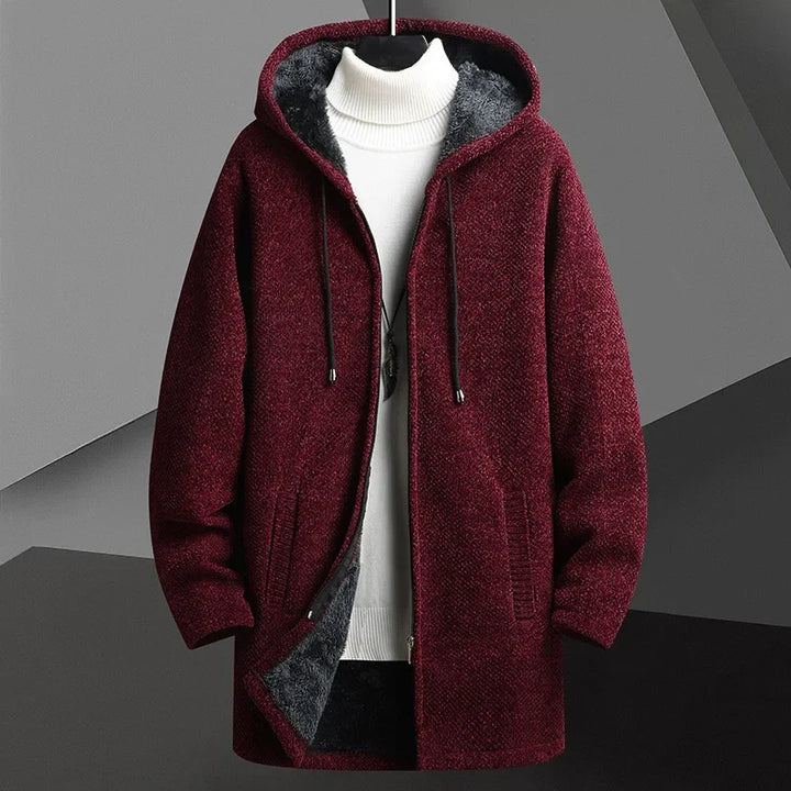 Stylish men's hooded jacket, a versatile warm overcoat for casual fall & winter wear.