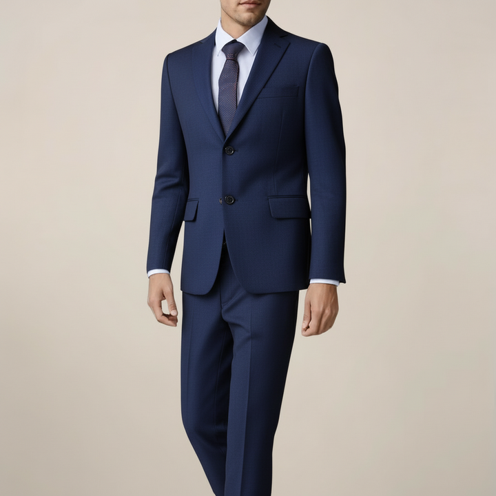 Stylish men's light blue two-piece summer suit, tailored fit, ideal for weddings, parties, and formal events.