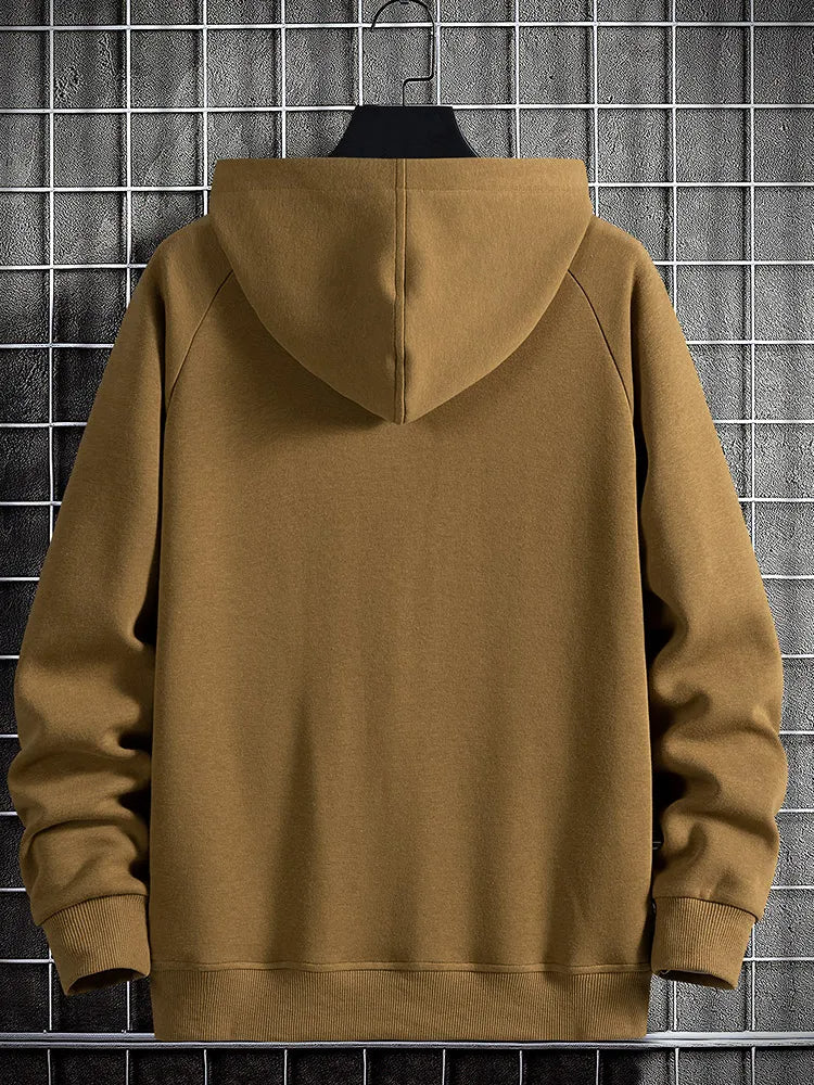 Brown men's quarter-zip hoodie, a comfortable and versatile layering piece for casual and everyday apparel.