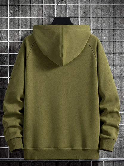 Black men's quarter-zip hoodie, offering ultimate comfort and utility for versatile everyday casual wear.