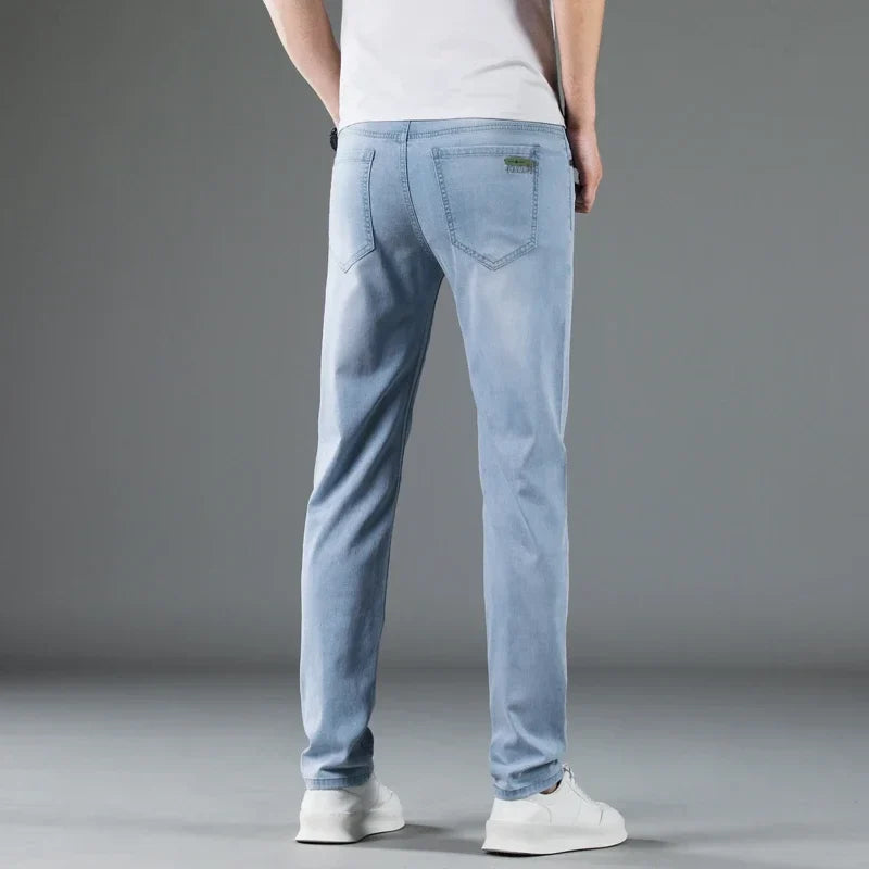 Versatile men's straight fit gray jeans, ideal for casual fashion and comfortable daily wear.