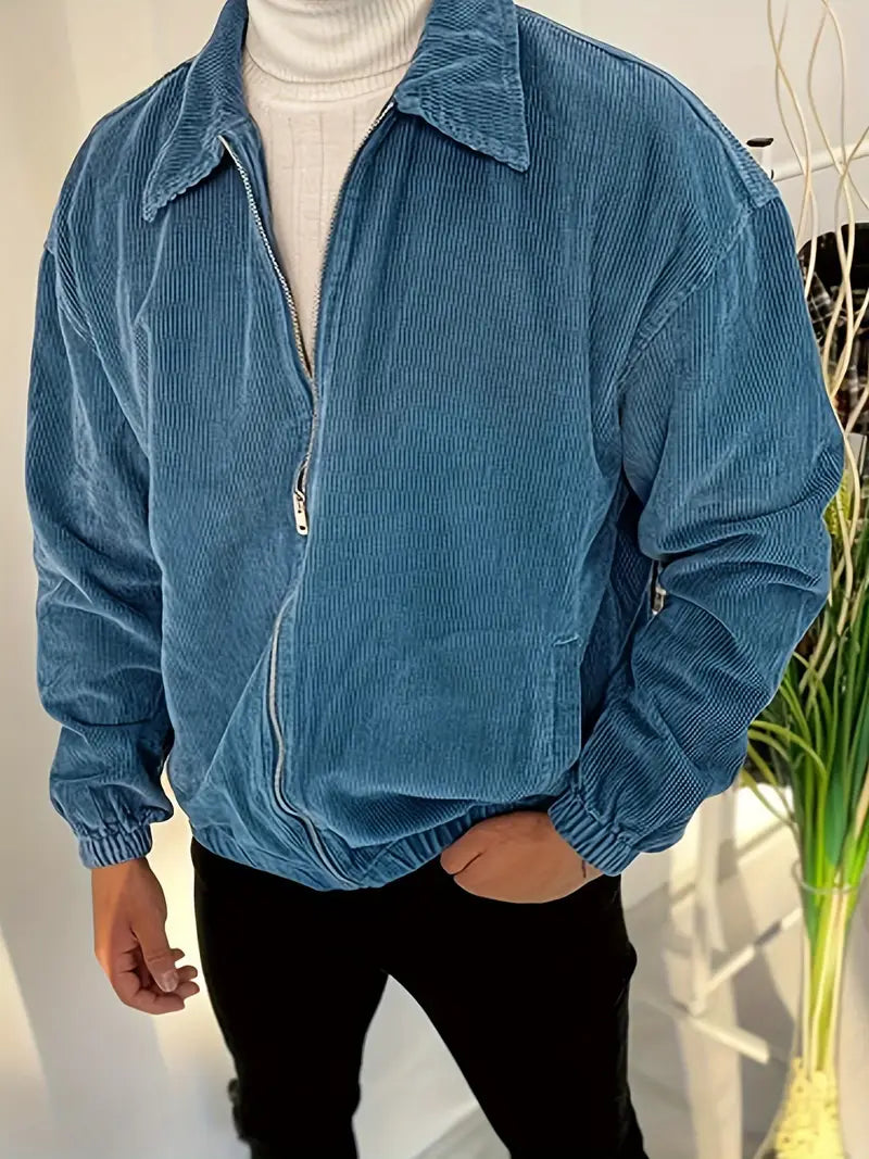 Stylish men's zip-front jacket in a modern fit, perfect casual outerwear for everyday wear.