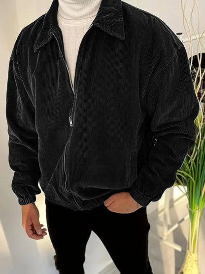 Blue men's zip jacket, a modern fit casual outerwear piece, ideal for spring and fall layering.