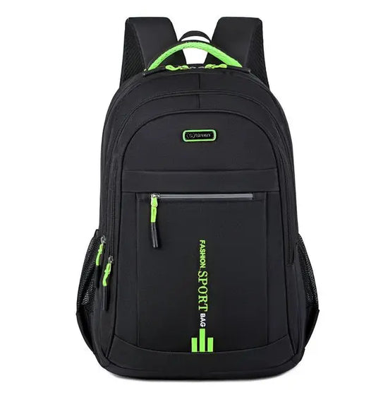Woman wearing a modern waterproof everyday backpack, showcasing its stylish look & practical size.