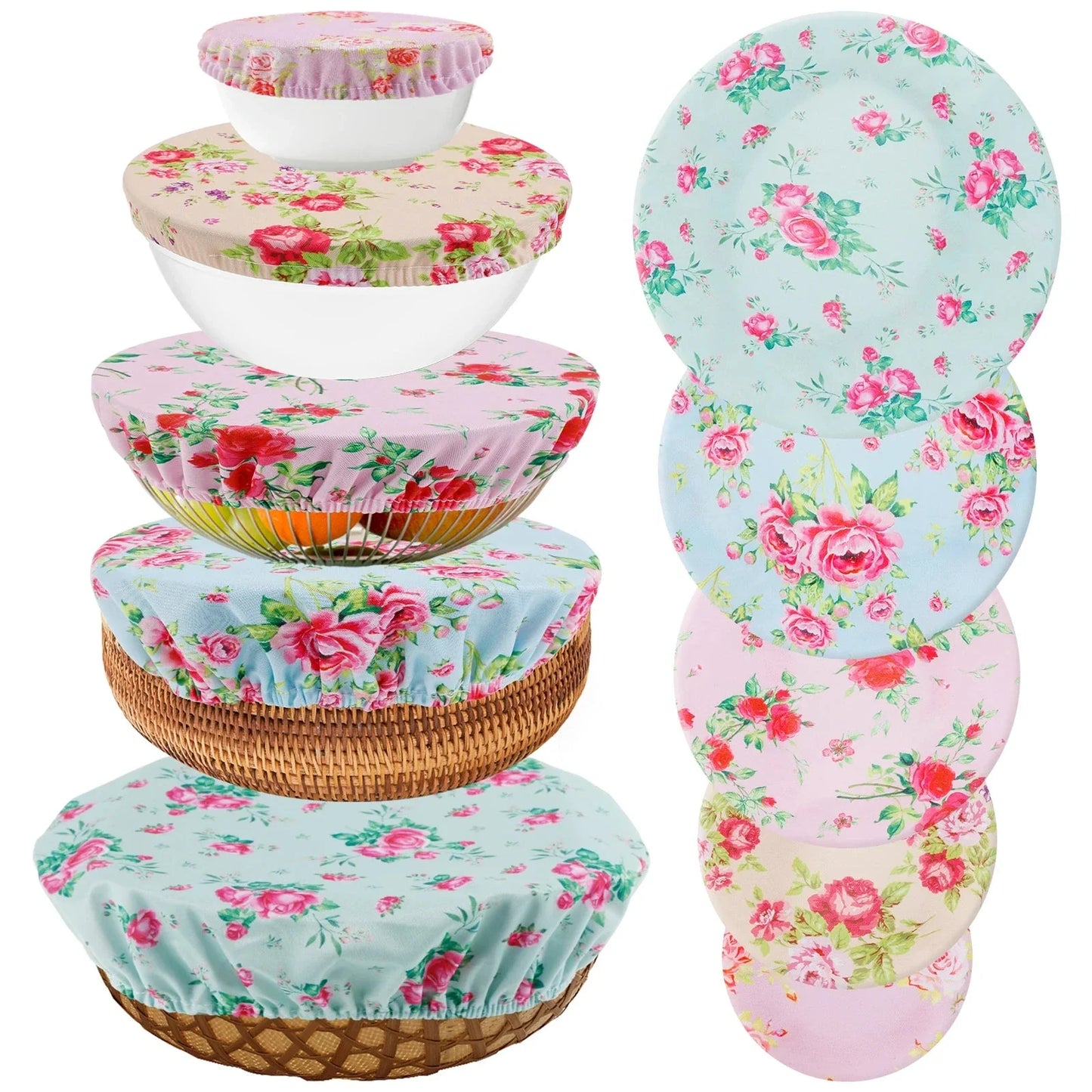 Stylish reusable bowl covers, 10-piece set. Eco-friendly food storage for kitchen and dining.