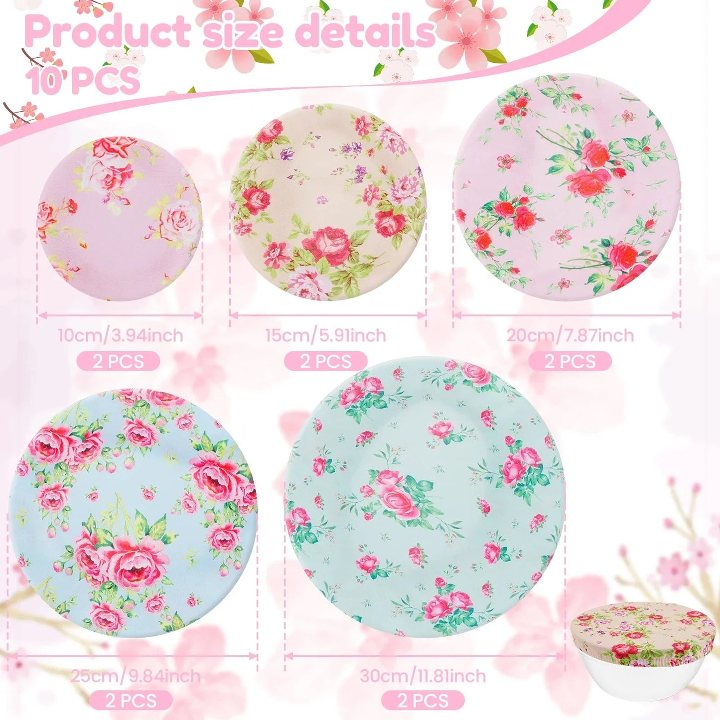 Versatile 10-piece set of reusable bowl covers. Perfect for stylish, eco-friendly food storage in any kitchen.