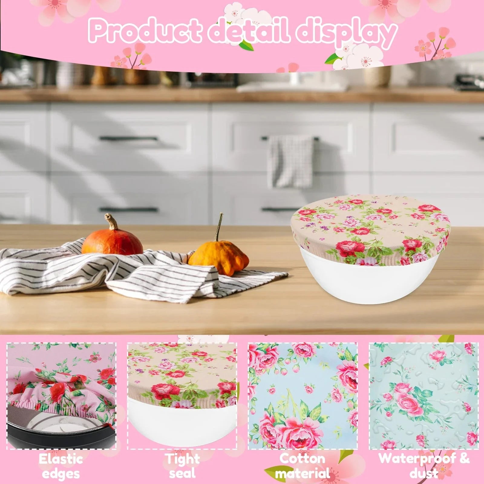 Complete 10-piece set of stylish reusable bowl covers for diverse food storage needs. Eco-friendly kitchen solution.