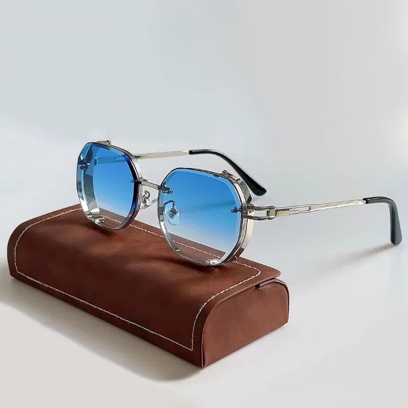 Modern geometric sunglasses with durable frames and UV400 lenses, a stylish accessory for men and women.