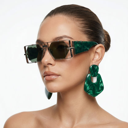 Unisex fashion hexagon sunglasses with UV400 protection. These stylish eyewear pieces feature durable alloy.