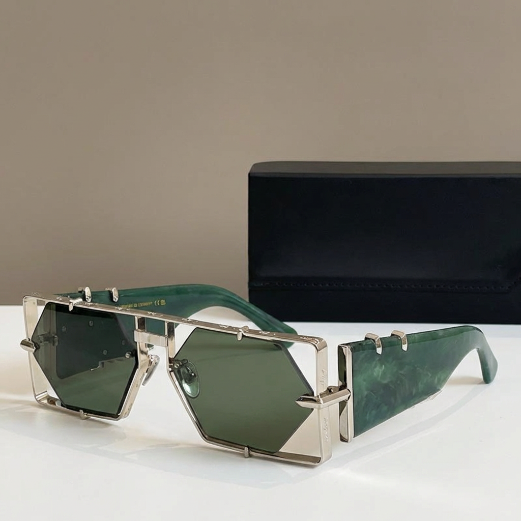 Sleek hexagon UV400 protection sunglasses. Contemporary unisex design with various lens colors for style.
