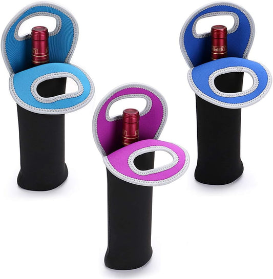 Stylish unisex insulated wine carrier bag, holds 2 bottles securely for travel or picnics.